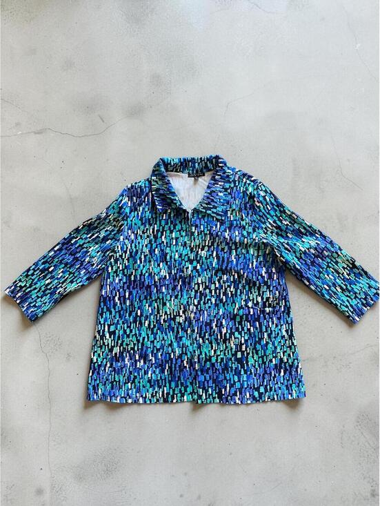 Slinky Brand Other - Slinky Brand Women Jacket M Blazer Style Blue Acetate Stretch Abstract Travel